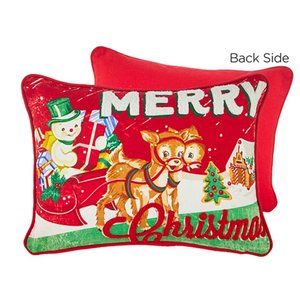Retro Style Merry Christmas Throw Pillow NWT